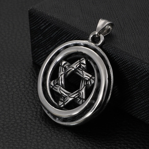 Collar Con Colgante De Hexagrama Retro Estrella De David Vintage Acero Inoxidable 316L Joyas Punk Para Hombres Amuleto