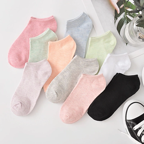 Women Cotton Boat Socks Solid Macaron Color Low Cut Invisible Breathable Casual Ankle Socks No Show Socks