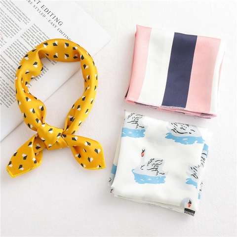 Foulard Donna Quadrato Piccolo Raso Raso Sintetica Stampa Moda Foulard Collo Professionale Versatile Fascia Capelli Accessorio Borsa