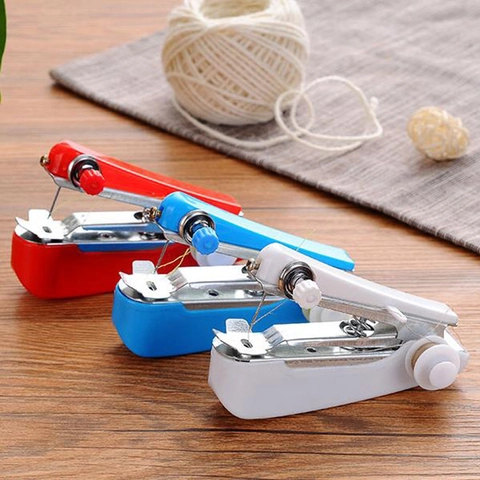 Draagbare Handbediende Mini Handmatige Naaimachine Plastic Metaal Huishoudelijk Naaihulpje Voor Stof Kleding DIY Reparatie Reis