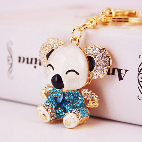 Simpatico Portachiavi Koala Animale con Strass Portachiavi in Cristallo Luccicante Ciondolo Borsa in Metallo Gioielli di Moda Regalo Donna