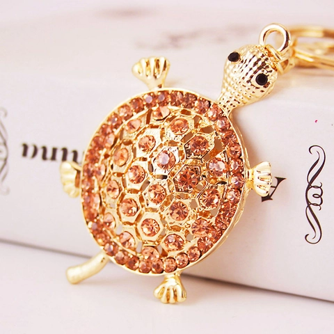 Portachiavi Tartaruga Strass Cristallo Lega Di Zinco Metallo Animale Ciondolo Borsa Auto Accessorio Gioiello Regalo Per Donne