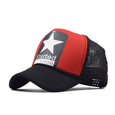 Καπέλο Trucker Baseball Cotton Polyester Mesh Αναπνεύσιμο Τυπωμένο Αστέρι Πέντε Σημείων Ρετρό Ρυθμιζόμενο Streetwear