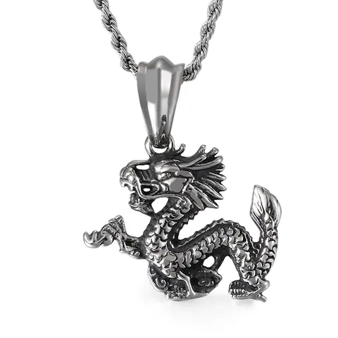 Collar Con Colgante De Dragón De Acero Inoxidable Punk Steampunk Mecánico Gótico Vintage Joyas Para Hombres