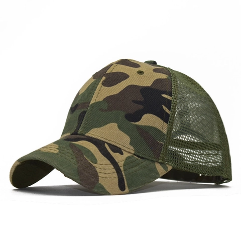 Berretto Da Baseball Camouflage Unisex Cotone Mesh Traspirante Trucker Hat Regolabile Outdoor Tattico Sport Sole