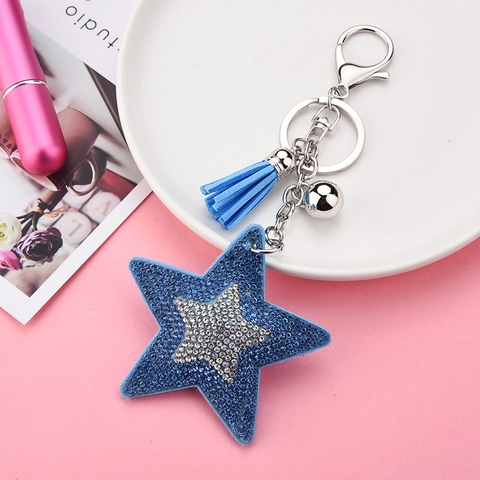 Portachiavi Pentagramma Con Strass Ciondolo Borsa Stella Con Nappa In Camoscio Campanello Velluto Scintillante Regalo Per Donne