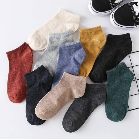 Ankle Socken Gekämmte Baumwolle Atmungsaktiv Einfarbig Niedrig Geschnittene Bootssocken Lässige Sport Strickwaren Zubehör