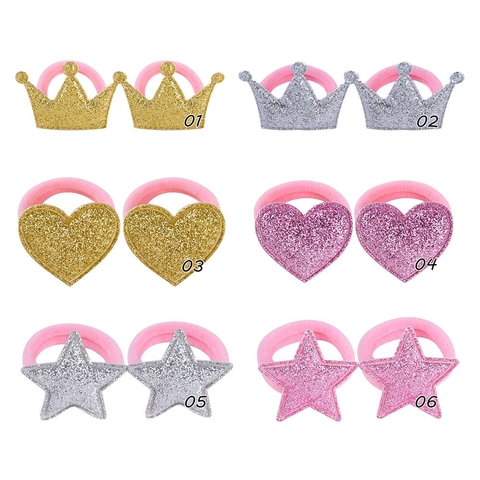 Elastici Per Capelli Glitter Corona Stella Cuore Bambini Accessori Capelli Carini Per Ragazze