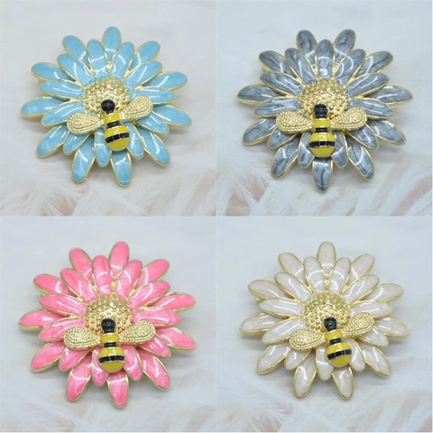 Broche Vintage en Alliage Émail Marguerite et Abeille pour Femme Épingles de Bijoux de Fleur de Mode pour Costumes Robes Écharpes Accessoire Rétro