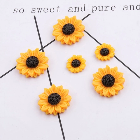 Cabochon Di Girasole In Resina Retro Piatto Ciondoli A Margherita Gialla Per Creazione Di Gioielli Fai Da Te Decorazione Custodia
