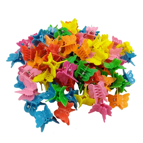 Mini Hair Claw Clips Colorful Plastic Butterfly Heart Star Flower Shaped Small Hairpins For Kids Baby Girls