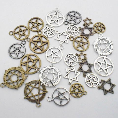 Ciondoli A Stella In Lega Vintage Pendenti Tarot Pentagramma Esagramma Per Creazione Gioielli Collana Bracciale Stile Antico
