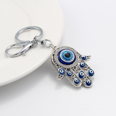 Hamsa Hand Böser Blick Schlüsselanhänger Vintage Legierung Gold Silber Strass Anhänger Glück Fatima Palme Tasche Schmuck
