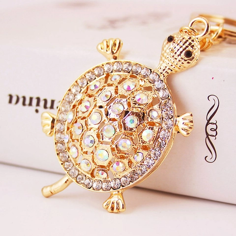 Portachiavi Tartaruga Strass Cristallo Lega Di Zinco Metallo Animale Ciondolo Borsa Auto Accessorio Gioiello Regalo Per Donne
