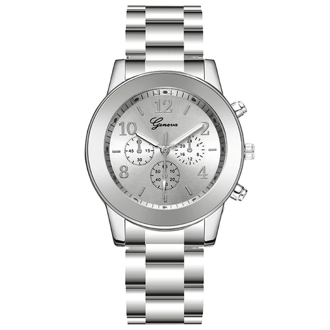 Modische Damen Quarzuhr Legierung Gehäuse Edelstahl Armband Dekoratives Zifferblatt Elegante Luxus Armbanduhr