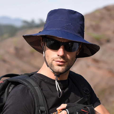 Men Bucket Hat Nylon Taslan Reversible Waterproof Quick Dry Breathable Sun Protection Wide Brim Outdoor Fishing Hiking