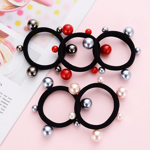 Elegante Elastische Haarbanden Met Kunstparels Naadloze Paardenstaarthouder Haaraccessoires Voor Dames