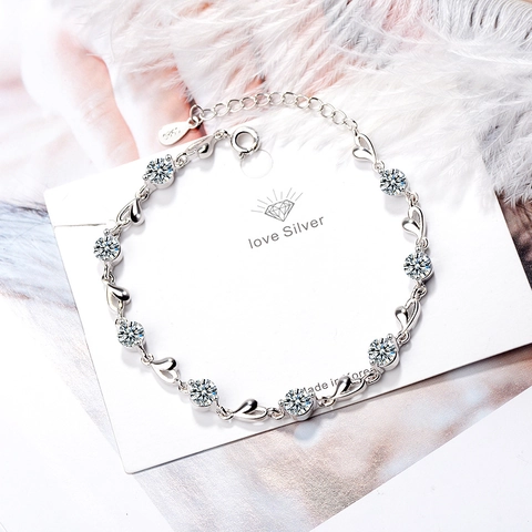 Koperen Platina Vergulde Hart Zirconia Schakelarmband Koreaanse Stijl Minimalistisch Verstelbare Hand Sieraden Voor Vrouwen Cadeau
