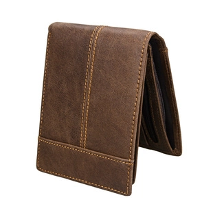 Cartera de Hombre de Cuero Genuino Retro Bloqueo RFID Billetera Corta Bifold Con Ranuras para Tarjetas Bolsillo para Monedas con Cremallera Vintage Casual