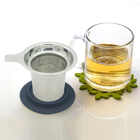 Tea Strainer 304 Stainless Steel Infuser Fine Mesh Filter With Silicone Lid And Handle Reusable Loose Leaf Tea Steeper