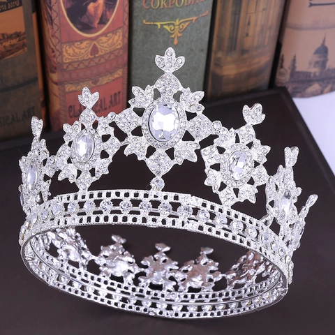 Luxuriöse Barock Brautkrone Tiara Für Frauen Legierung Strass Kristall Kopfschmuck Hochzeit Party Haarschmuck