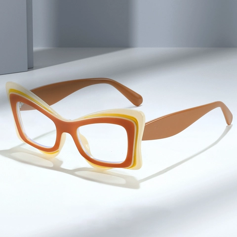 Fashion Cat Eye Glasses Butterfly Large Frame PC Anti Blue Light Contrast Color Decorative Eyewear For Women