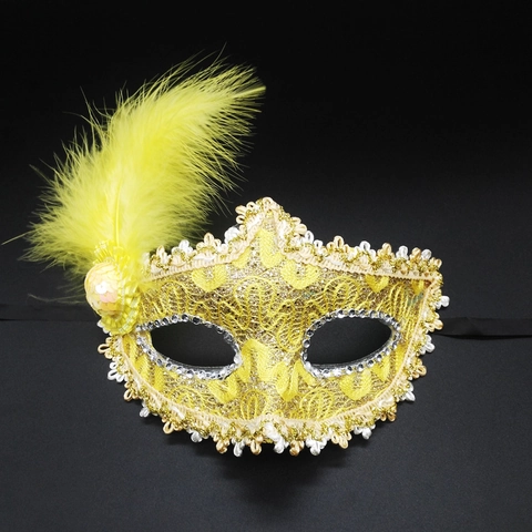 Maschera Da Mascherata Stile Venezia Pizzo Piuma Elegante Paillettes Accessori Per Feste Halloween Carnevale Per Donne Ragazze