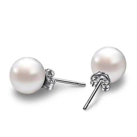 925 Sterling Silver Earring Post Artificial Pearl Stud Earrings For Women Minimalist Round Geometric Handmade Jewelry Gift