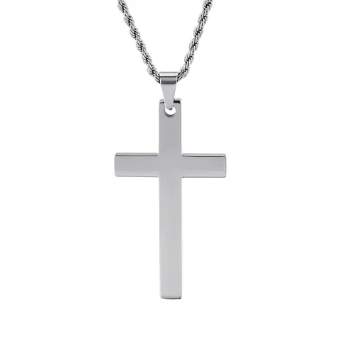 Colgante De Cruz Minimalista De Acero Inoxidable Pulido Joyería Religiosa Para Hombres Y Mujeres