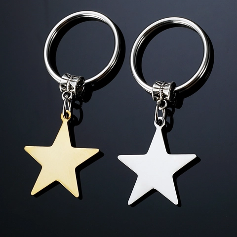 Portachiavi a Forma Di Stella In Acciaio Inossidabile Lucidato Ornamento Sospeso Stella a Cinque Punte Accessorio Per Portachiavi Uso Quotidiano