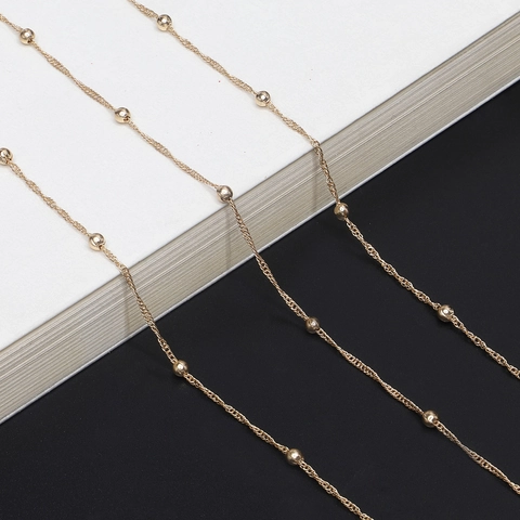 Glasses Chain Golden Metal Beaded Satellite Lanyard Anti-slip Eyewear Holder Strap Fashion Accessories For Women