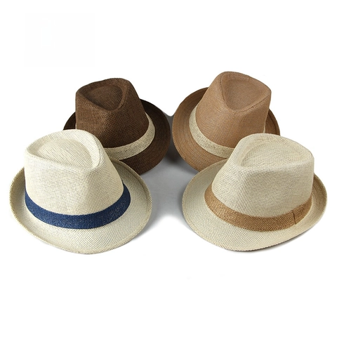 Uomini Donne Estate Paglia Fedora Cappello Traspirante Protezione Solare Aperto Spiaggia Jazz Cappello Da Sole Stile Vintage