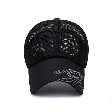 Breathable Mesh Baseball Cap Long Brim Sunscreen Sport Hat With SPORTS Mounts Printed Adjustable Outdoor Trucker Cap