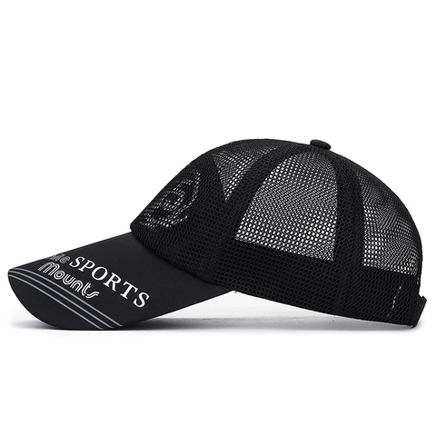 Breathable Mesh Baseball Cap Long Brim Sunscreen Sport Hat With SPORTS Mounts Printed Adjustable Outdoor Trucker Cap