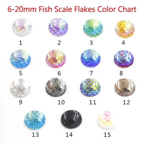 Runde Fischschuppen Cabochons Irisierende Harz Flachrücken Meerjungfrau Muster DIY Schmuckherstellung Bastelzubehör