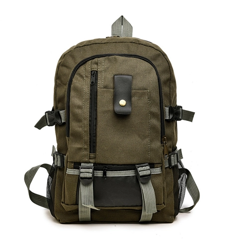 Vintage Canvas Backpack Large Capacity Multi Pocket Retro Hiking Rucksack For Outdoor Travel Laptop School Bag