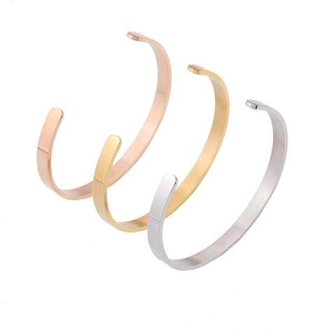 Brazalete Pulsera Acero Inoxidable 304 En Forma De C Abierto Minimalista Pulido Moda Conmutar Joyería Para Hombres Mujeres