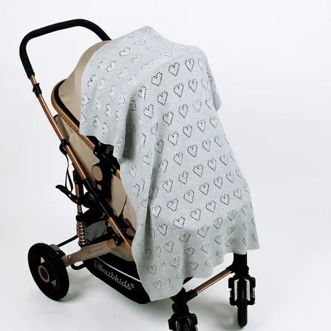Coperta Neonato Cotone Maglia Motivo Cuore Traforato Traspirante Morbido Passeggino Fascia Neonati Bambini