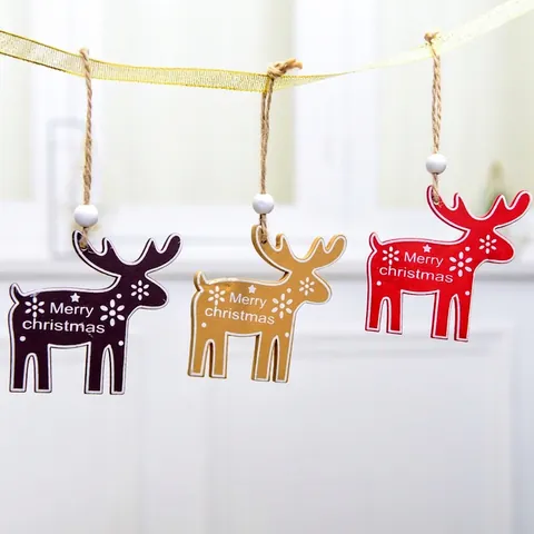 Adornos Colgantes De Navidad De Madera Formas Reno Estrella Árbol Colgantes Decorativos Pintados Para Decoración De Fiesta