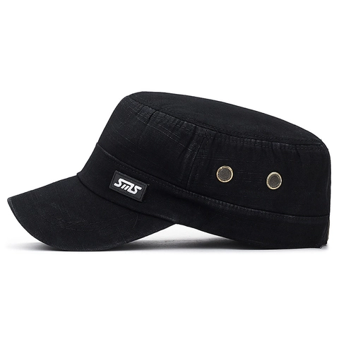 Berretto Cadet Cotone Lavato Cappello Piatto Traspirante Regolabile Vintage Stile Militare Per Uomini Protezione Solare All'aperto