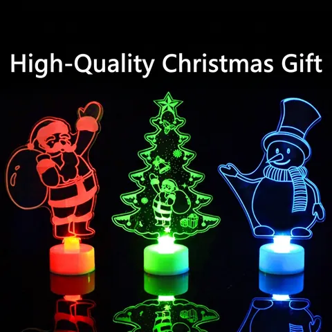 Christmas 3D Acrylic LED Night Light Color Changing Desktop Decorative Lamp Snowman Santa Claus Tree Novelty Gift