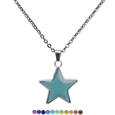 Mood Necklace Star Pendant Temperature Sensitive Color Changing Jewelry Women Girls Stainless Steel Zinc Alloy