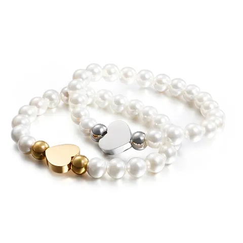 Bracciale Di Künstliche Perle Di Conchiglia Con Ciondolo A Cuore Elegante Acciaio Inossidabile 316L Gioielli Da Polso Per Donna Moda Minimalista