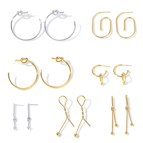DIY Earring Findings Metal Plated Geometric Knot Spiral Design Dangle Connectors 925 Sterling Silver Earring Post