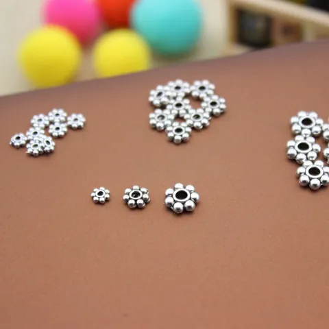 Cuentas Espaciadoras De Flores Aleación De Plata Antigua Para Creación De Joyas DIY Estilo Vintage Pulsera Collar Accesorios