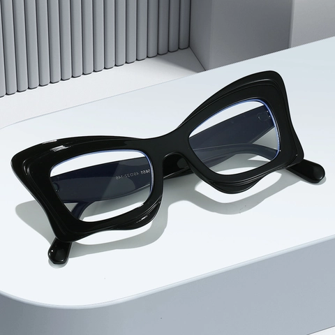 Fashion Cat Eye Glasses Butterfly Large Frame PC Anti Blue Light Contrast Color Decorative Eyewear For Women