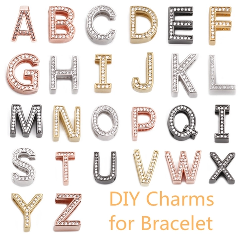 Mesh Strap Bracelet Stainless Steel Adjustable Watch Band Style Letter Charm Micro Pave Zircon Fashion Jewelry Women