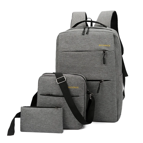 Oxford Waterproof Backpack Shoulder Bag Pouch Set With USB Charging Port Large Capacity Business Travel Men