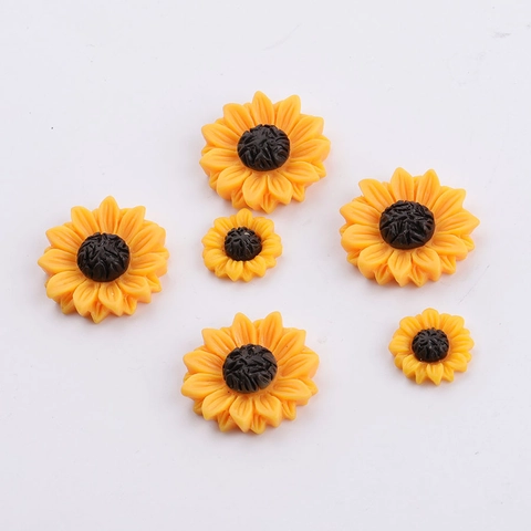 Cabochon Di Girasole In Resina Retro Piatto Ciondoli A Margherita Gialla Per Creazione Di Gioielli Fai Da Te Decorazione Custodia
