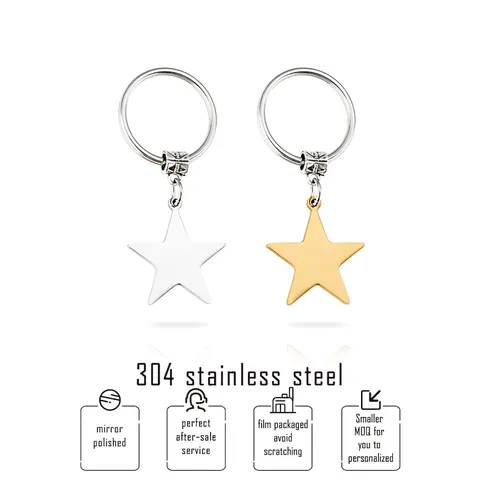 Portachiavi a Forma Di Stella In Acciaio Inossidabile Lucidato Ornamento Sospeso Stella a Cinque Punte Accessorio Per Portachiavi Uso Quotidiano